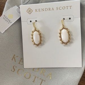 Kendra Scott beaded Lee drop earrings white